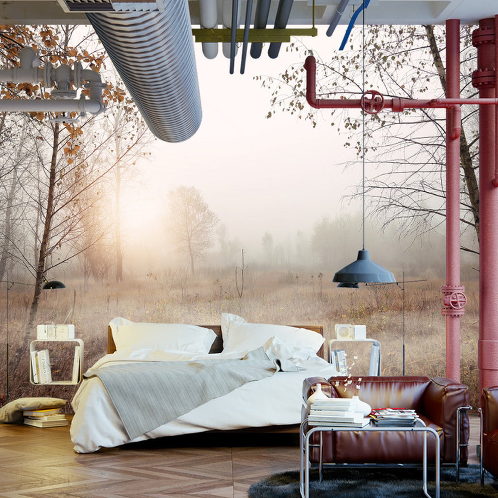 Fototapet Skog I Tåke