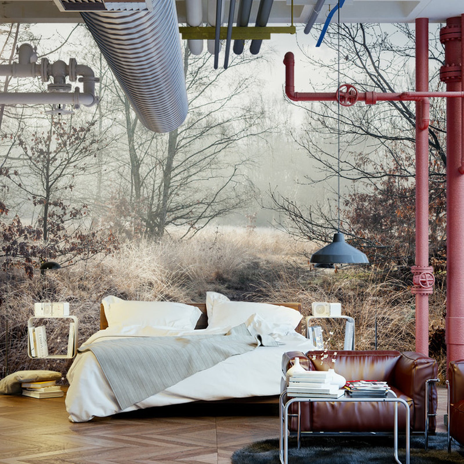 Fototapet Skog I Tåke