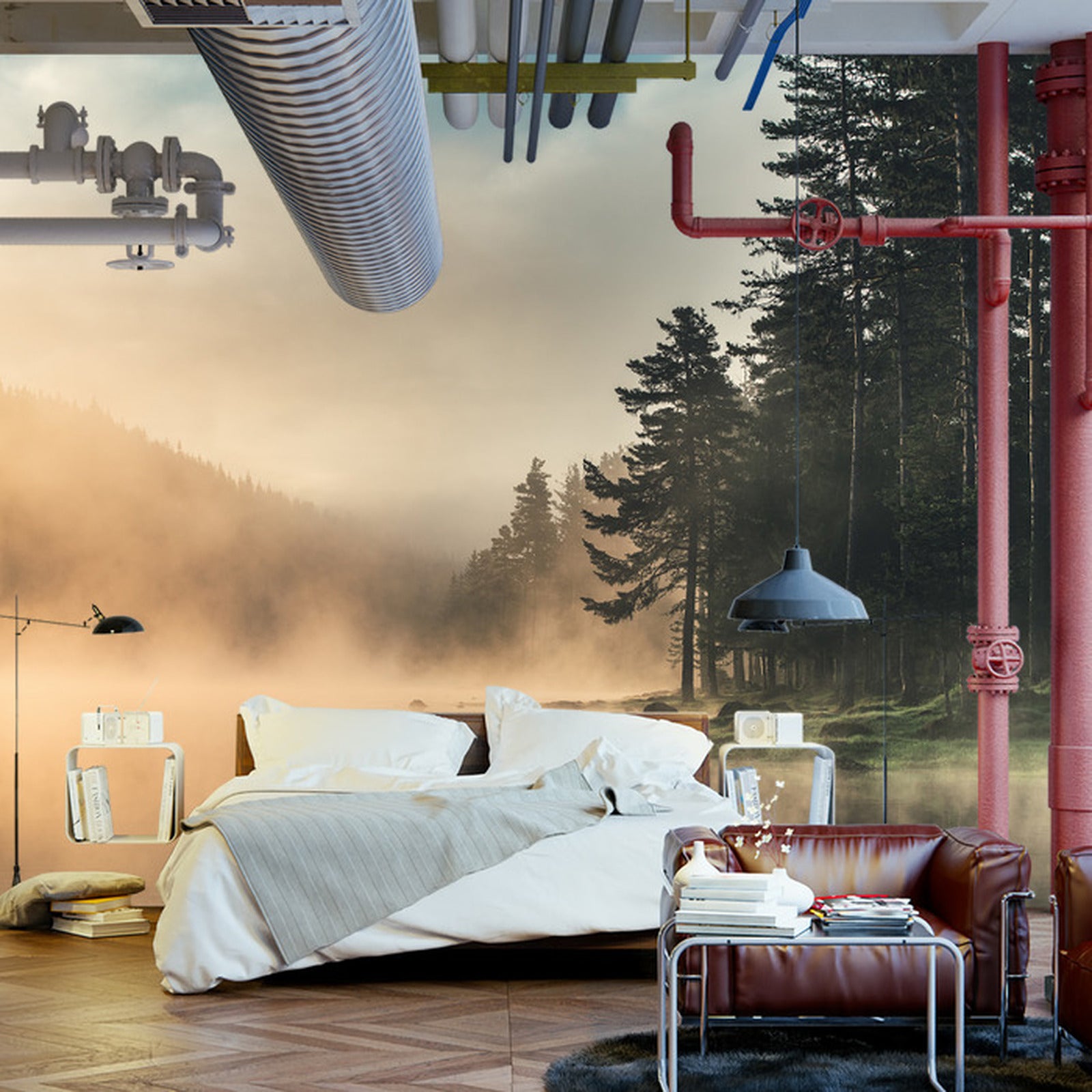 Fototapet Skog og innsjø