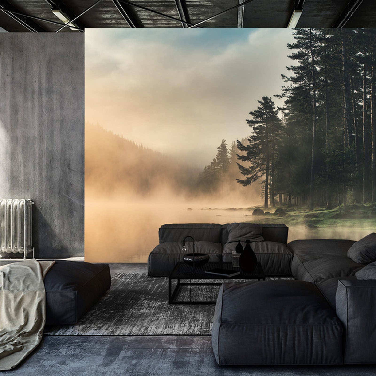 Fototapet Skog og innsjø