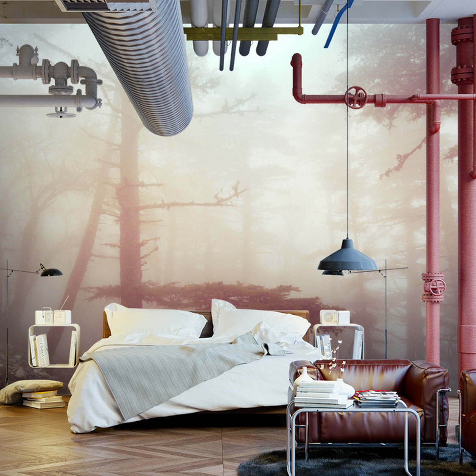 Fototapet Skog I Tåke