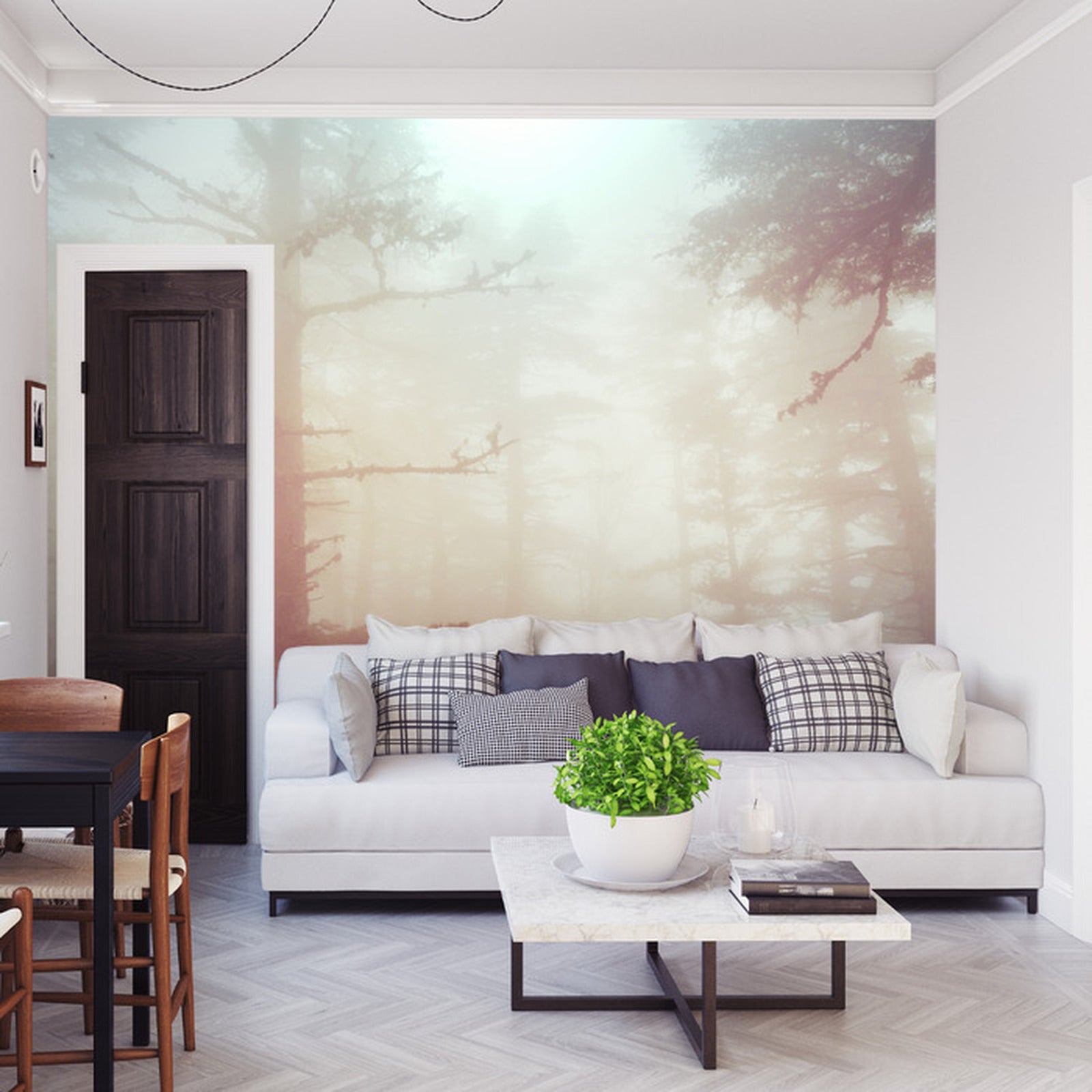 Fototapet Skog I Tåke