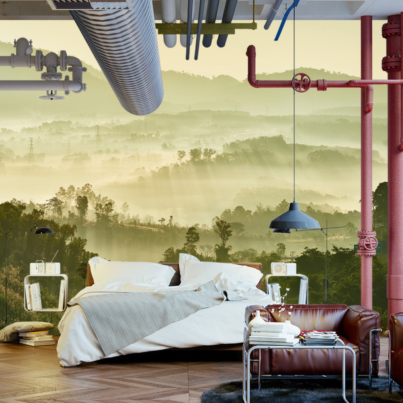 Fototapet Skog I Tåke