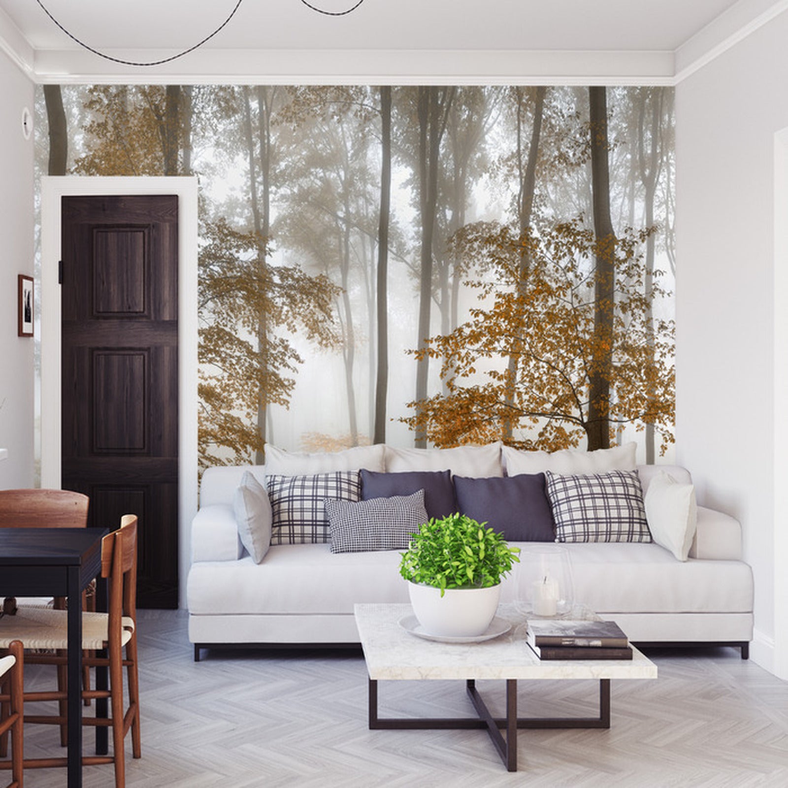 Fototapet Høstskog i tåke 6