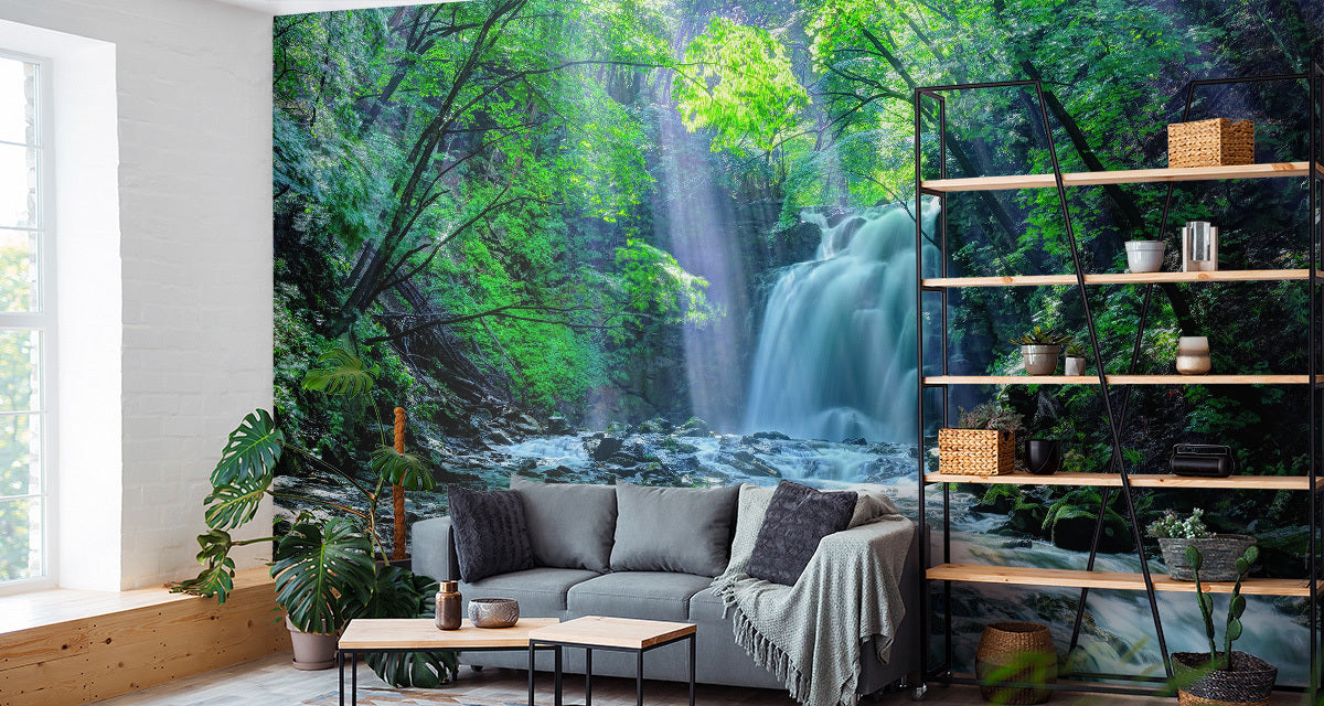 Fototapet Foss I Skogen