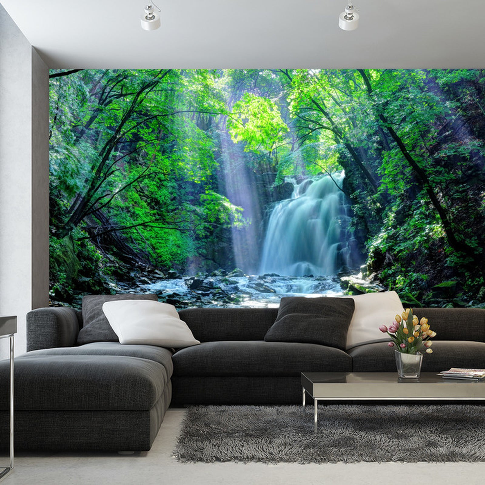 Fototapet Foss I Skogen