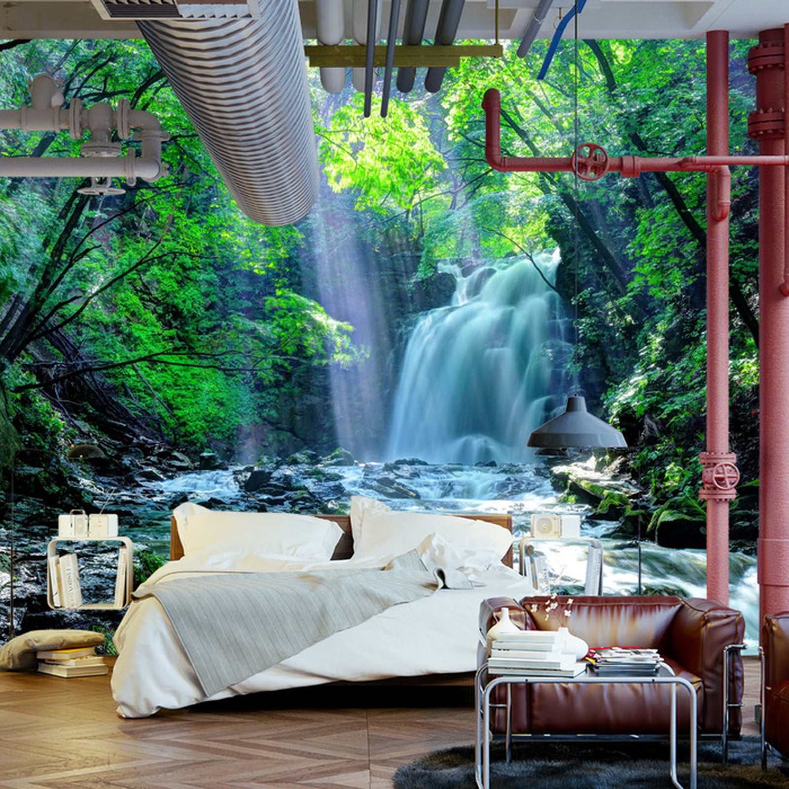 Fototapet Foss I Skogen