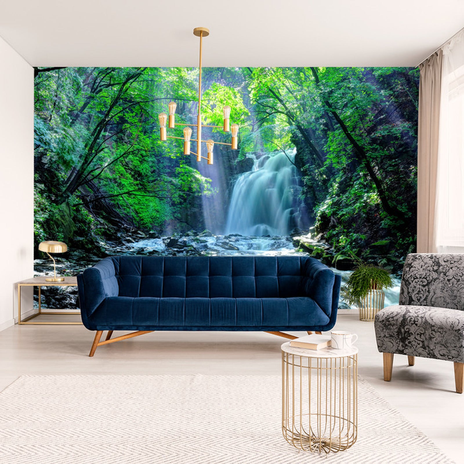 Fototapet Foss I Skogen