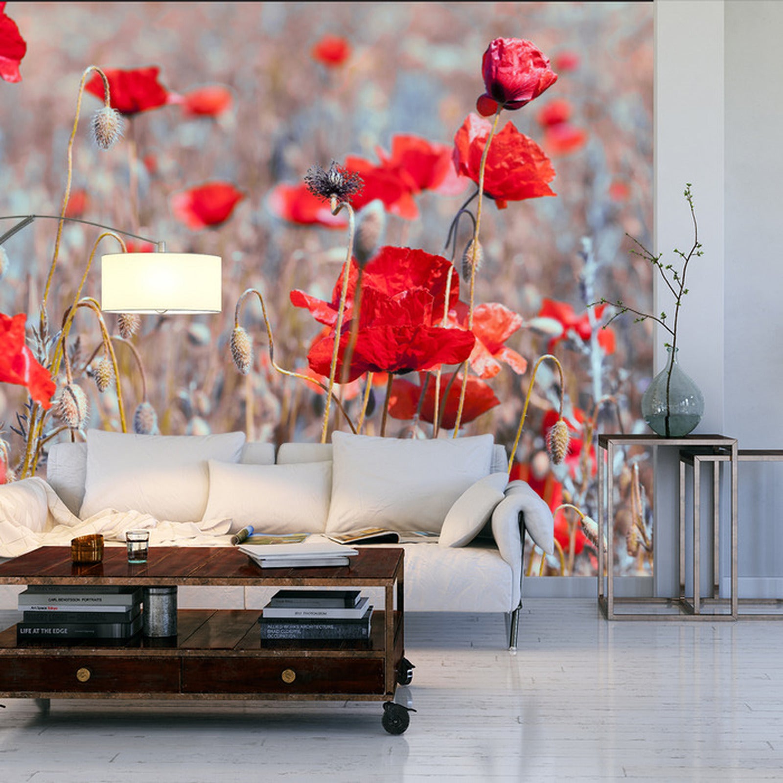 Fototapet Poppies Meadow Vintage