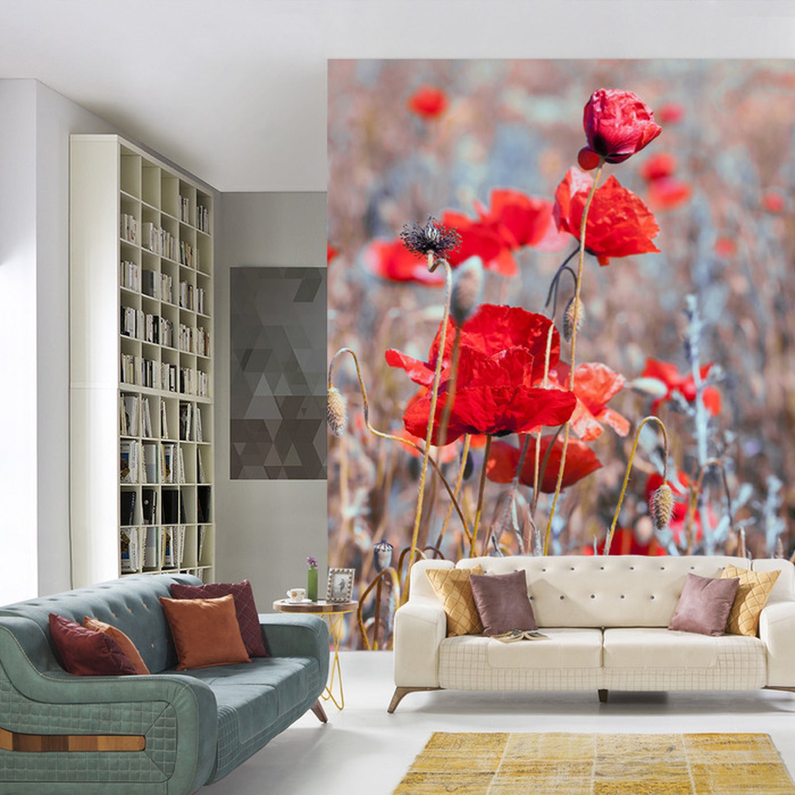 Fototapet Poppies Meadow Vintage