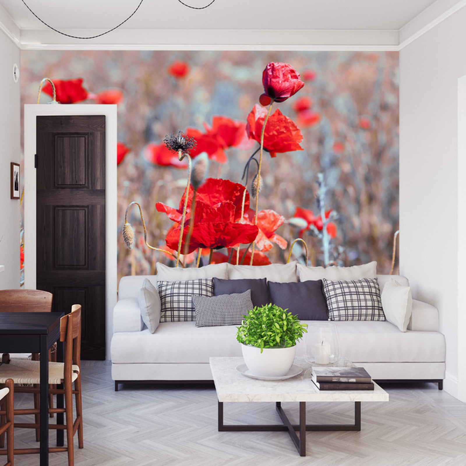 Fototapet Poppies Meadow Vintage