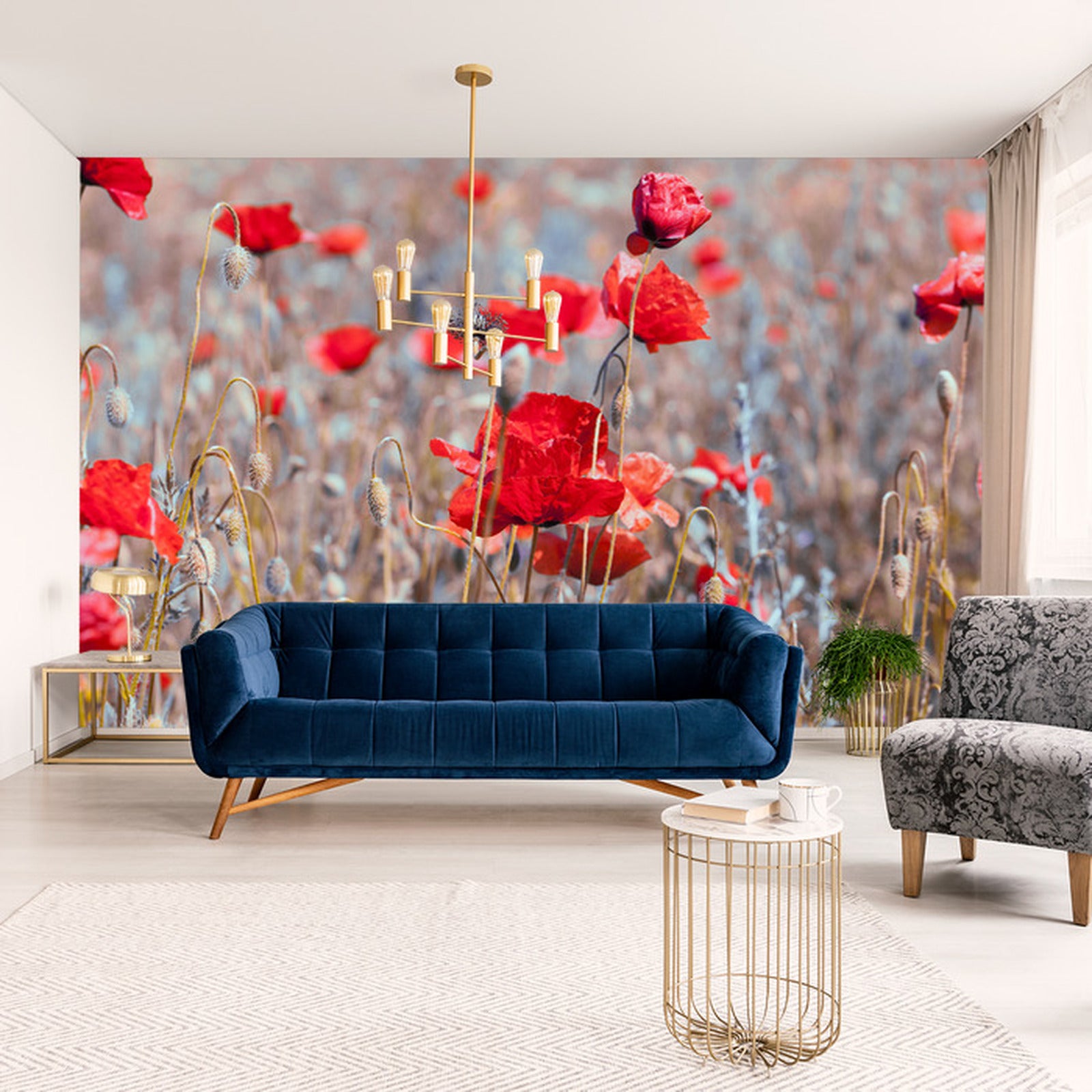 Fototapet Poppies Meadow Vintage