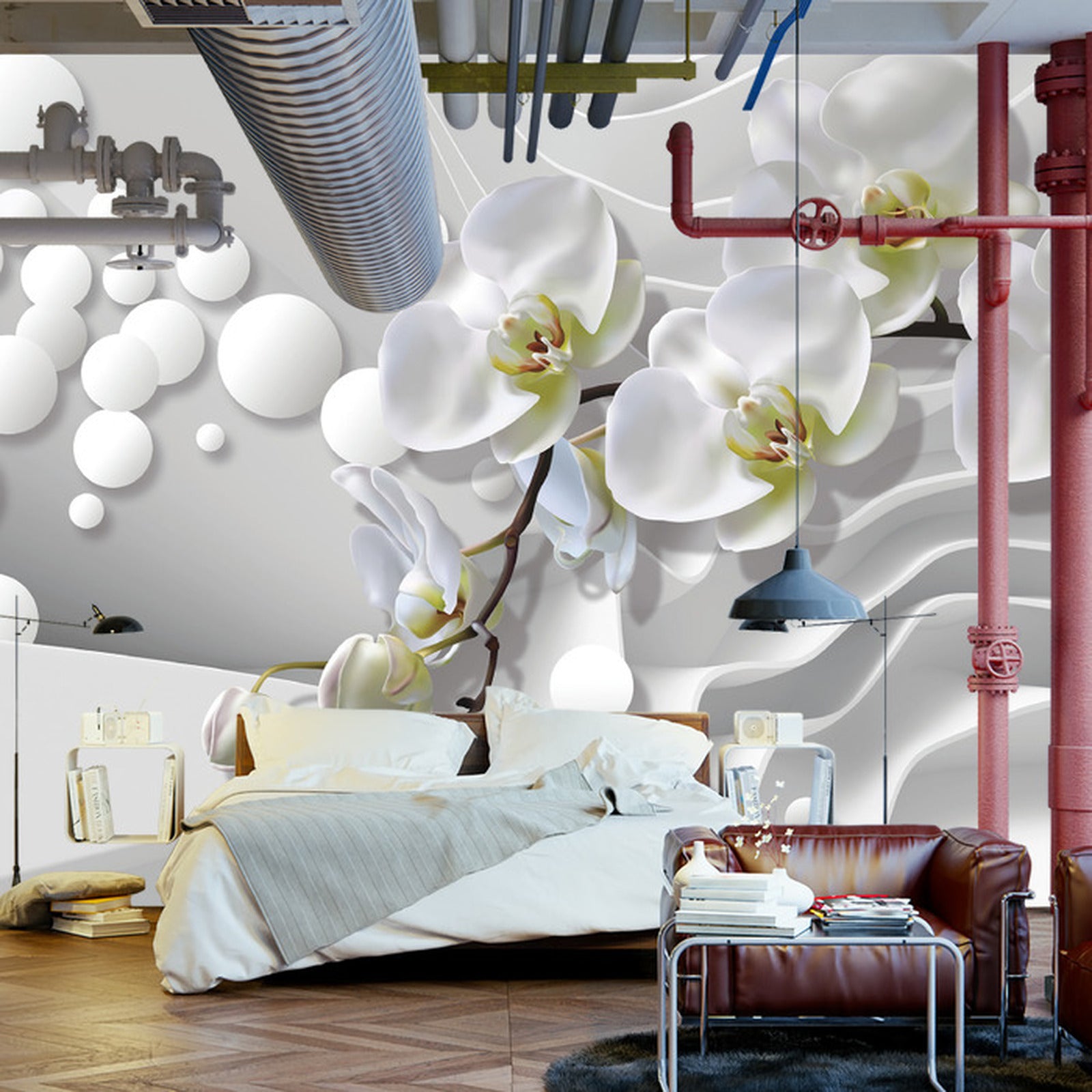 Fototapet Hvite Orkideer