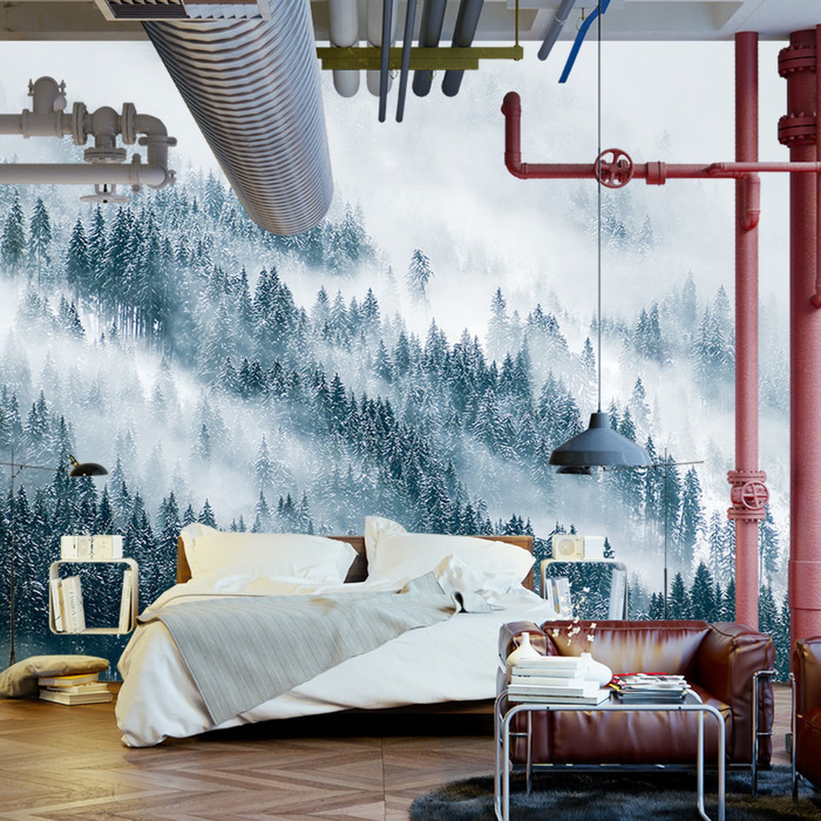 Fototapet Skog I Tåke