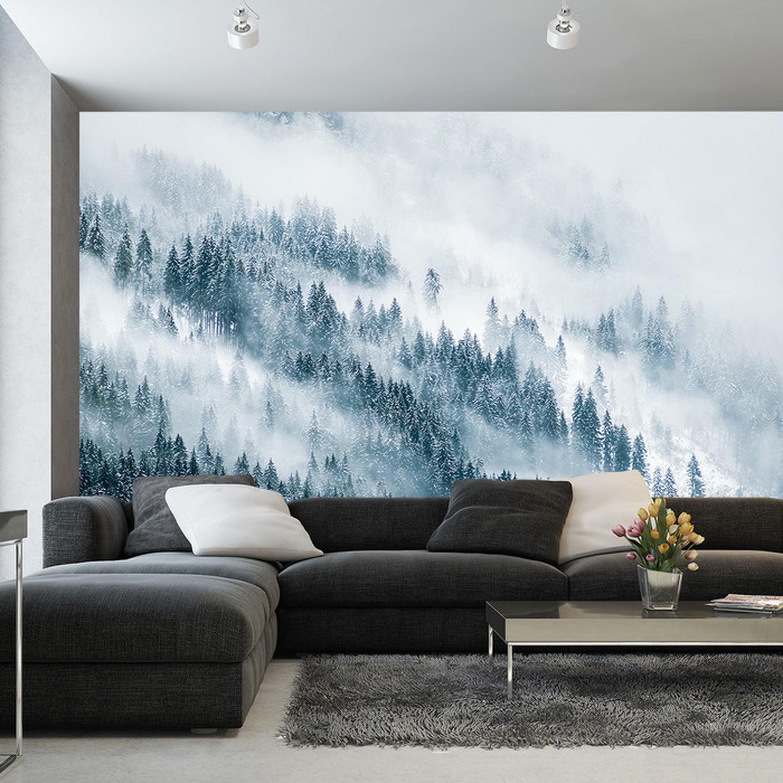 Fototapet Skog I Tåke