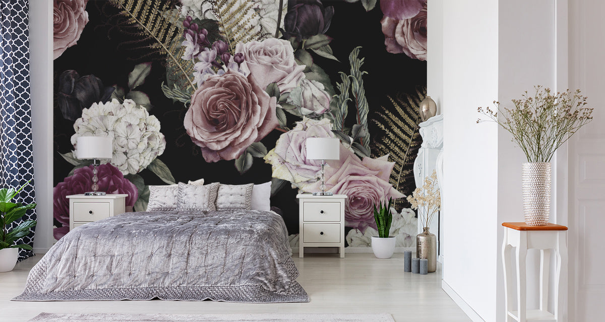 Fototapet Fargerike Roser I Vintage Stil