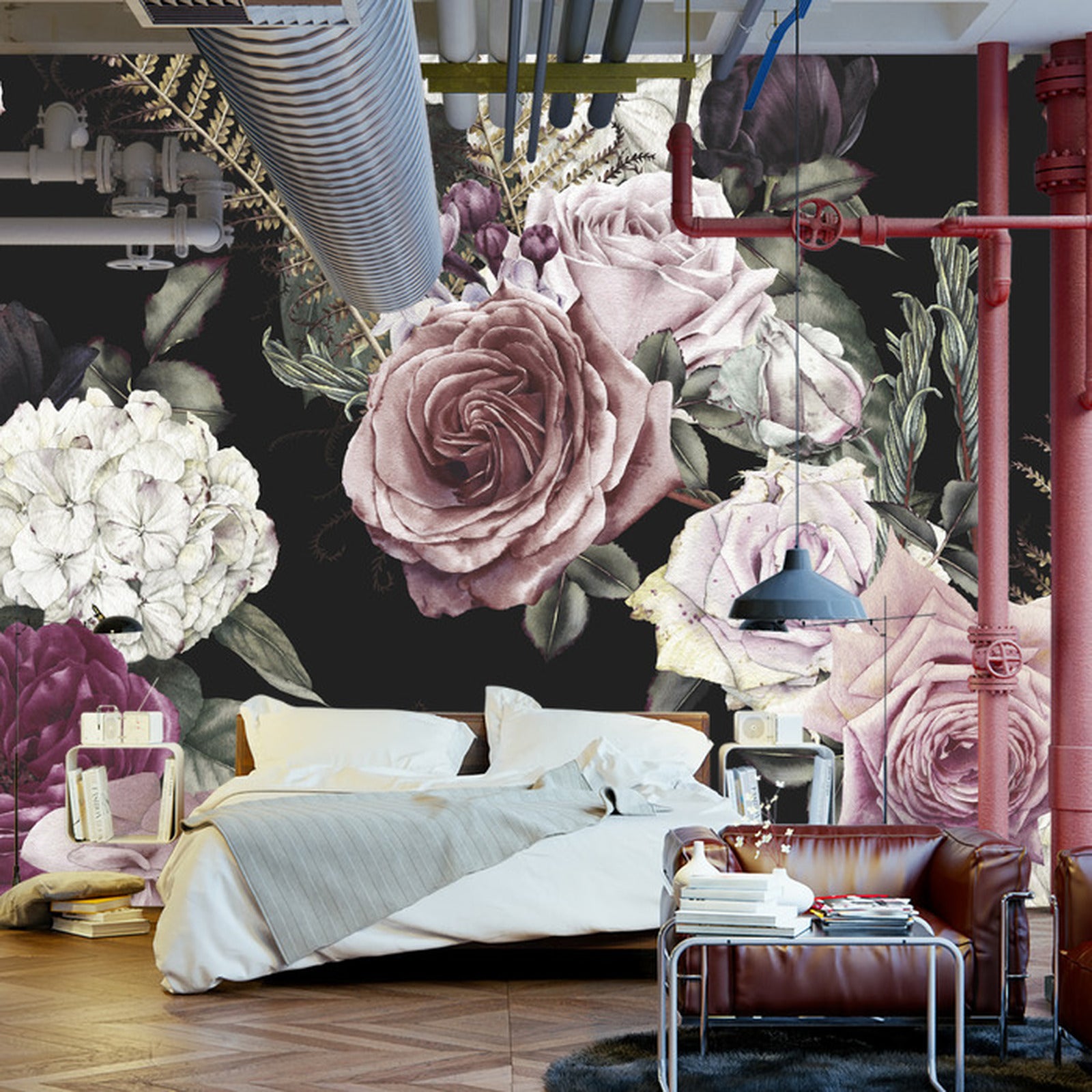 Fototapet Fargerike Roser I Vintage Stil