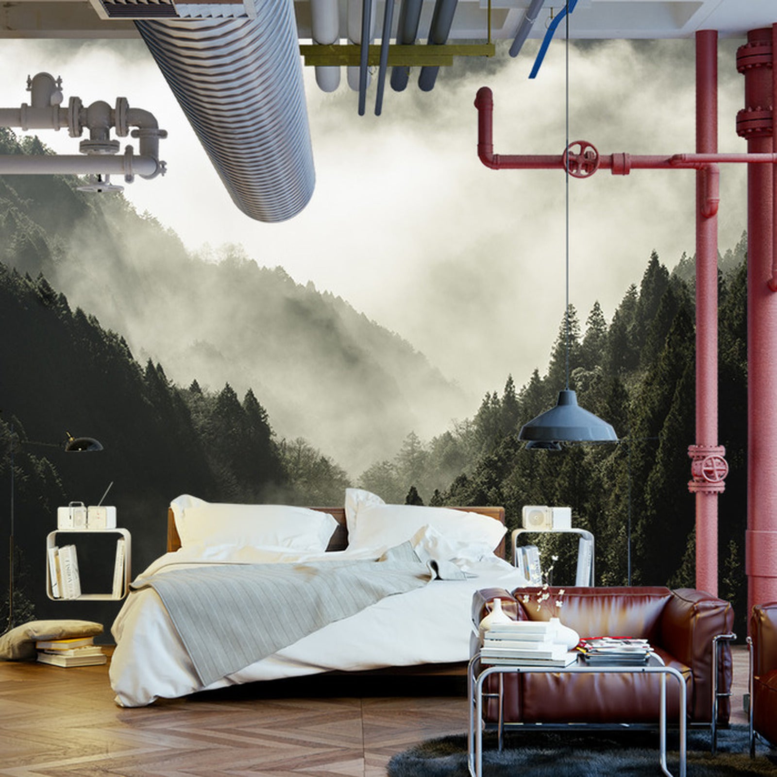 Fototapet Skog I Tåke 4