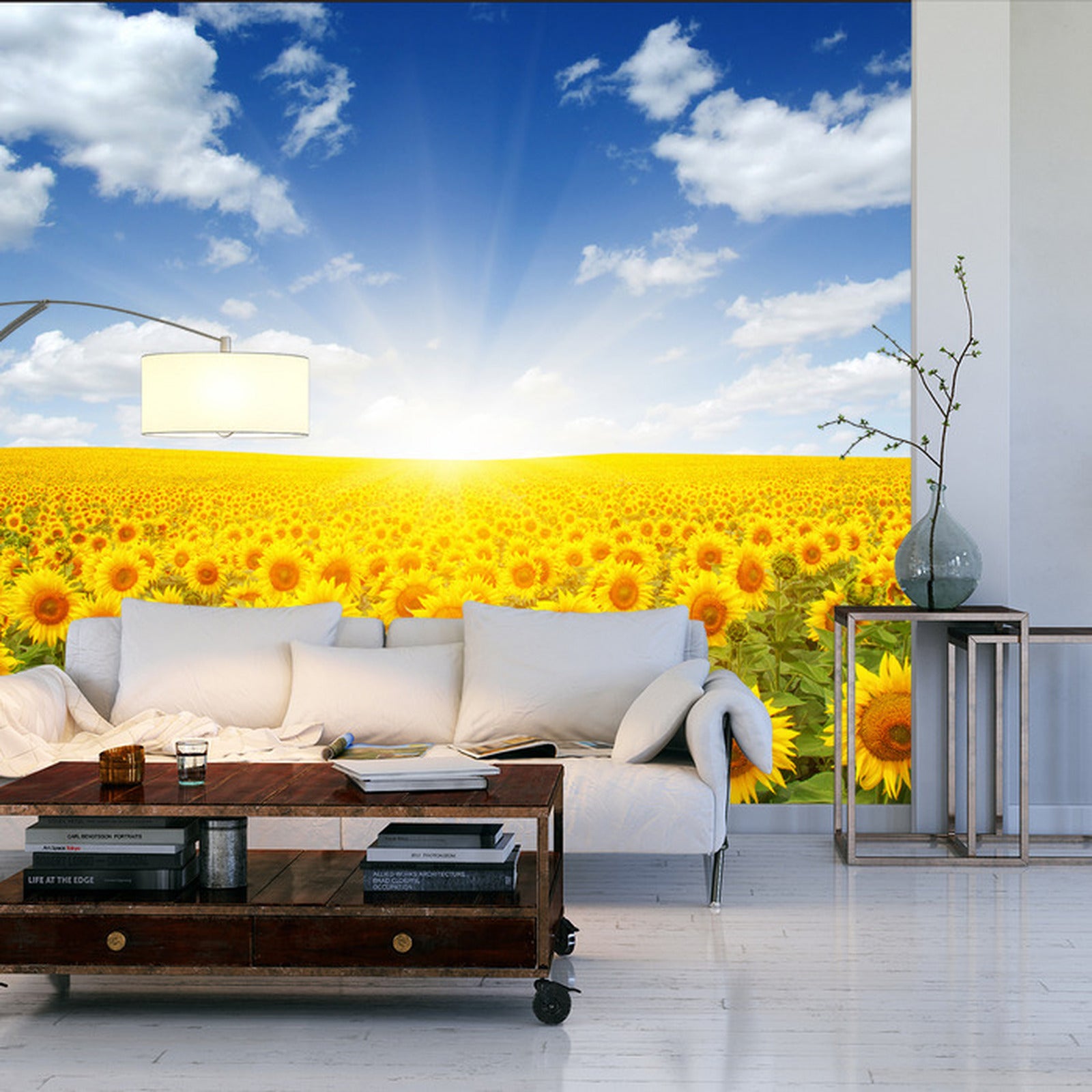 Fototapet Felt Med Blomstrende Solsikker