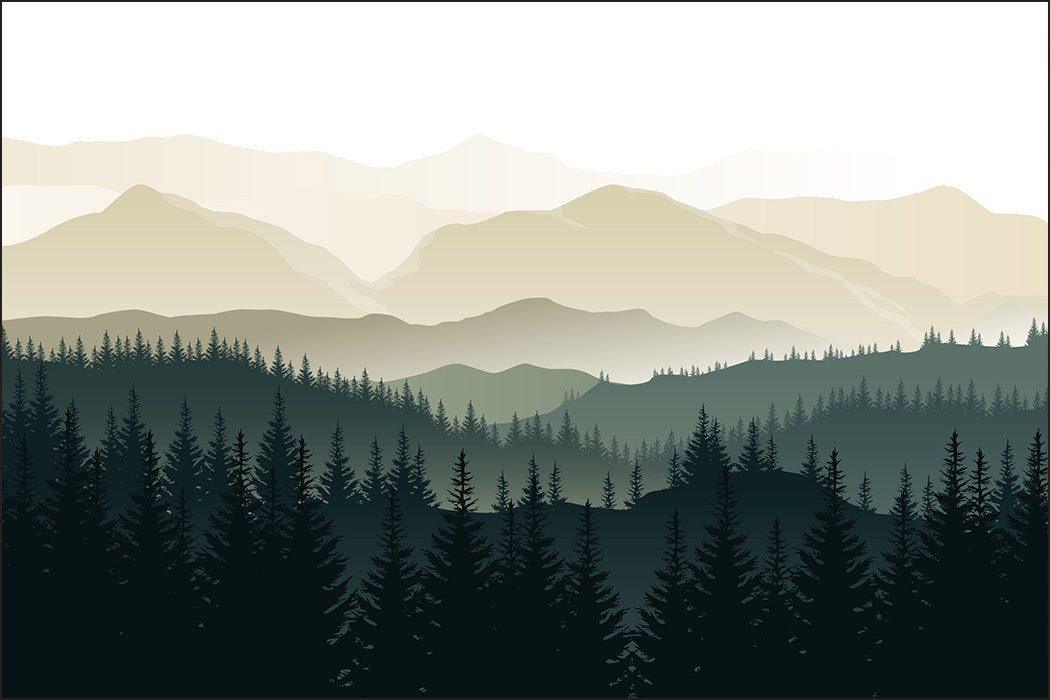 Fototapet Fjell Svart Og Hvitt