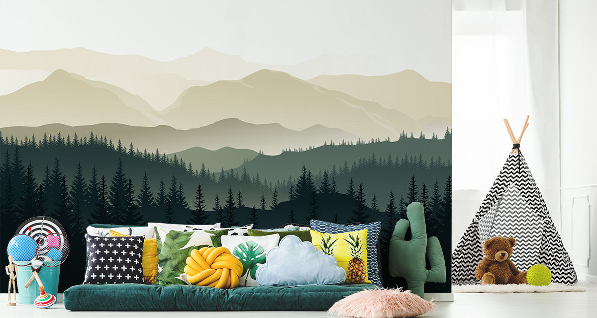 Fototapet Fjell Svart Og Hvitt