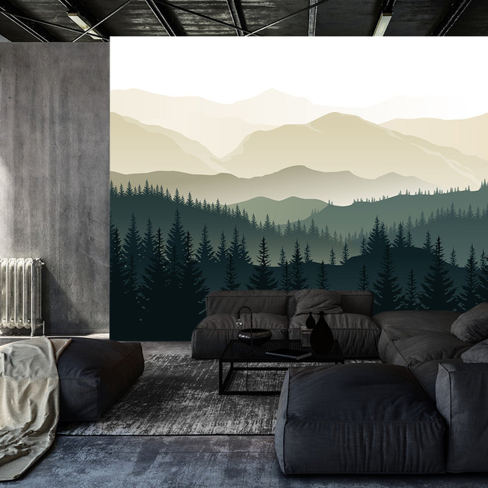 Fototapet Fjell Svart Og Hvitt