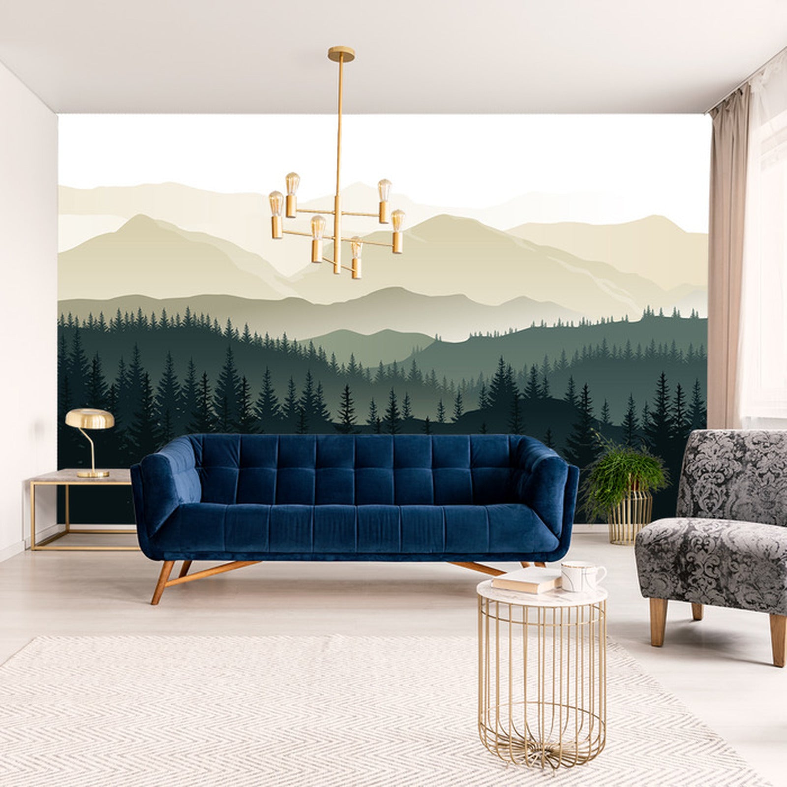 Fototapet Fjell Svart Og Hvitt