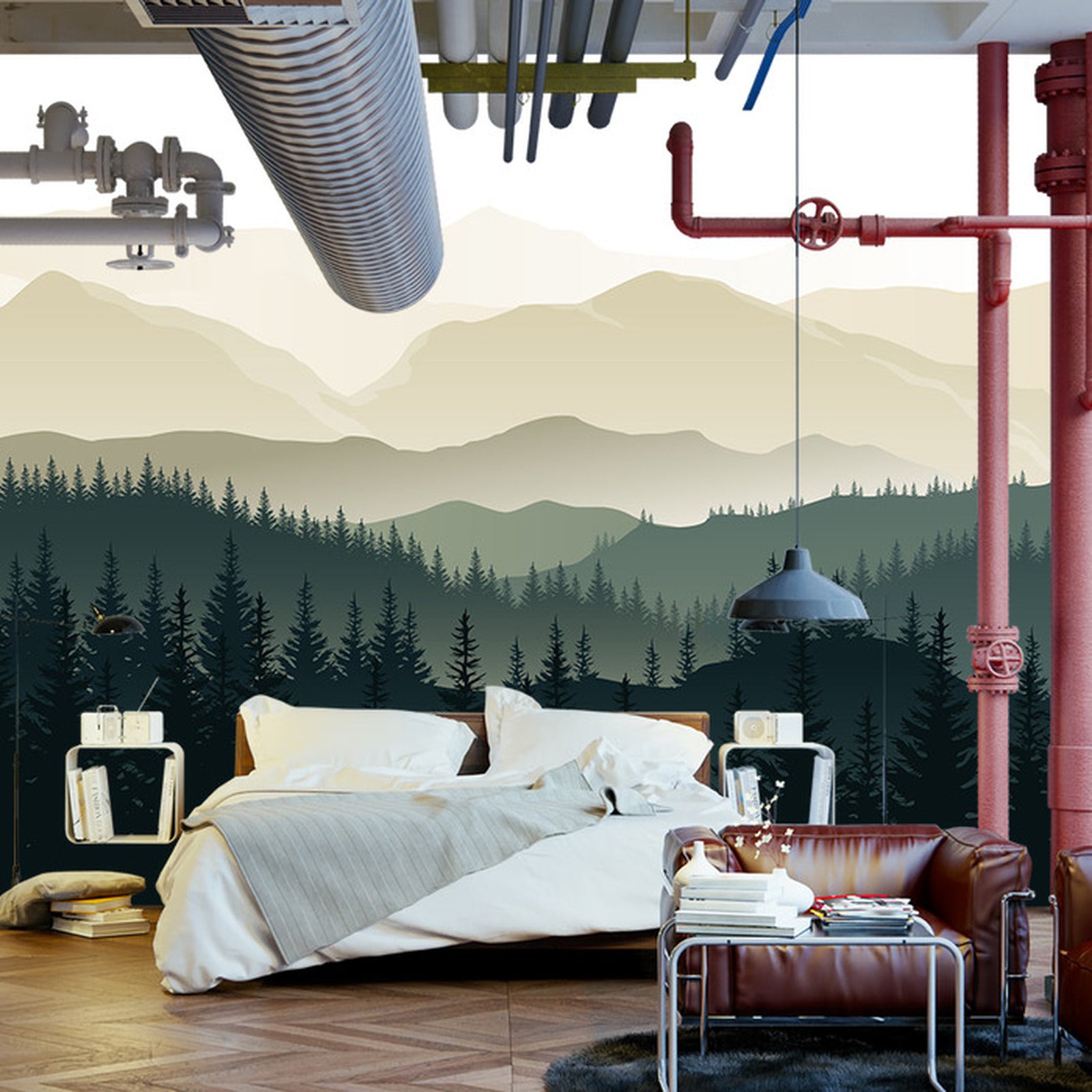 Fototapet Fjell Svart Og Hvitt