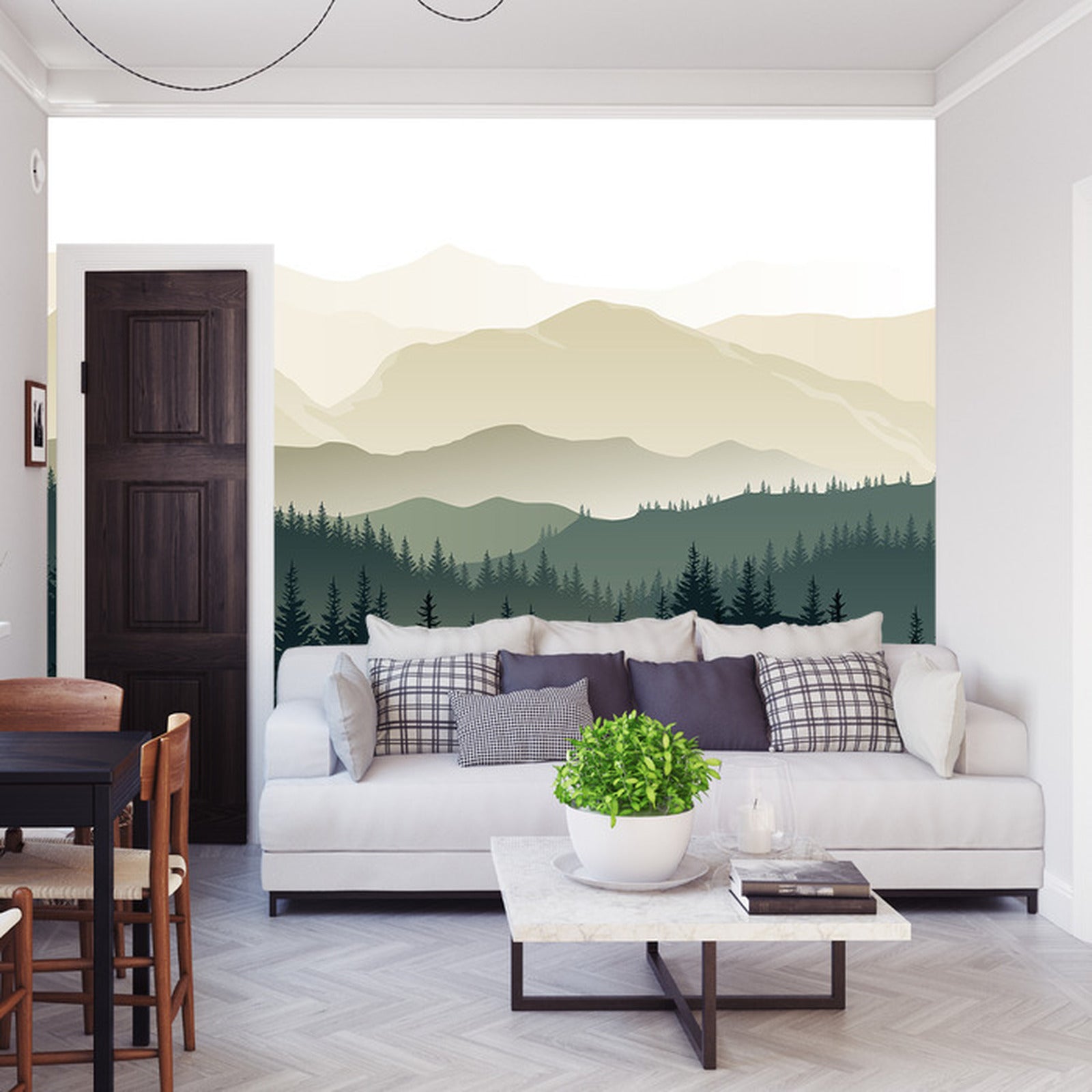 Fototapet Fjell Svart Og Hvitt