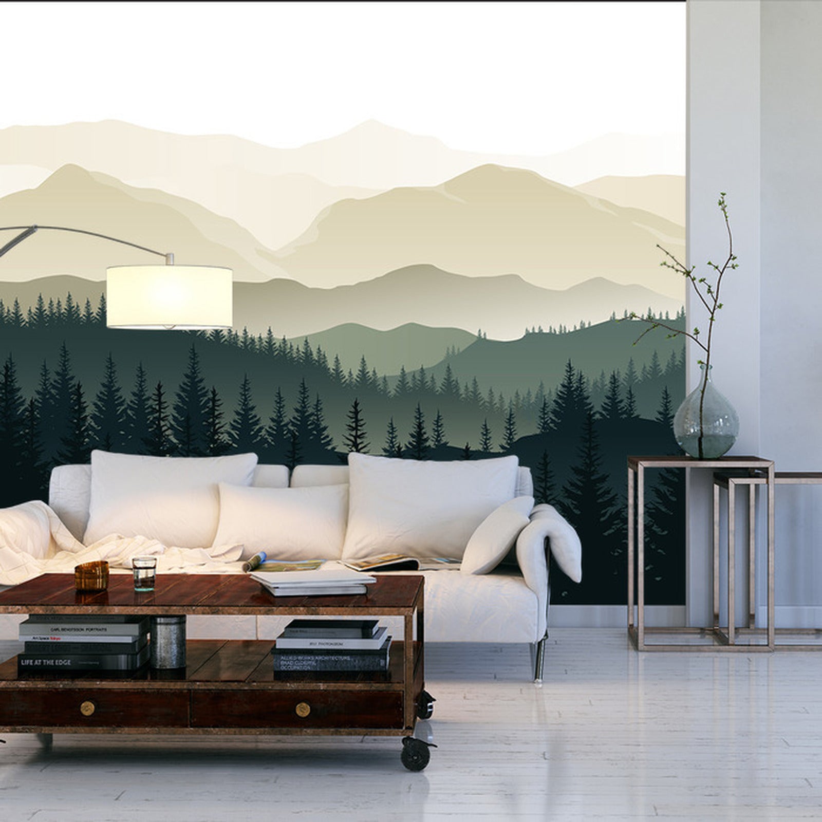 Fototapet Fjell Svart Og Hvitt