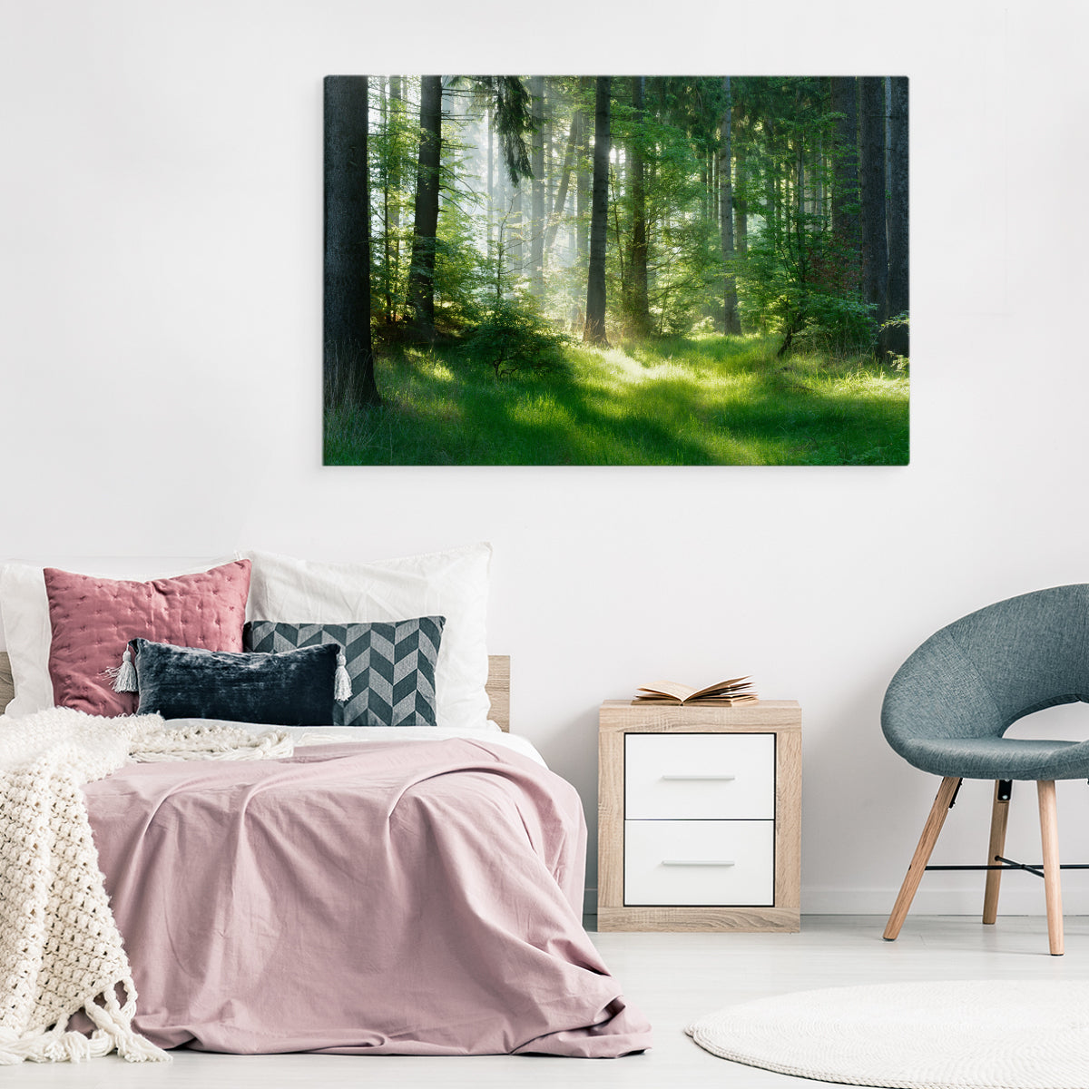 Sola titter inn i skogen