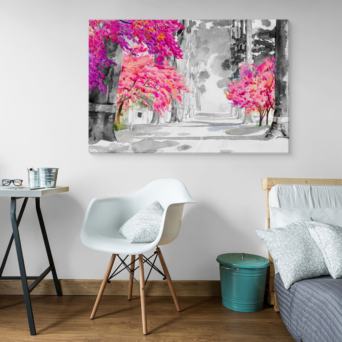 Kirsebærblomster malt i akvarell