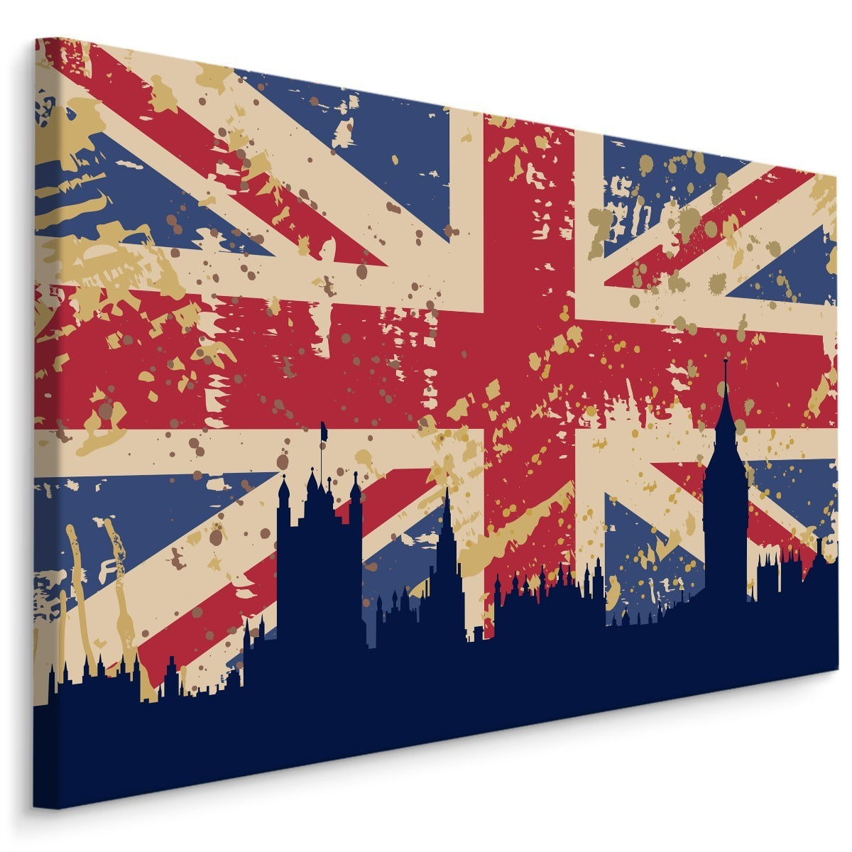 Flagget til storbritannia med silhuett av london