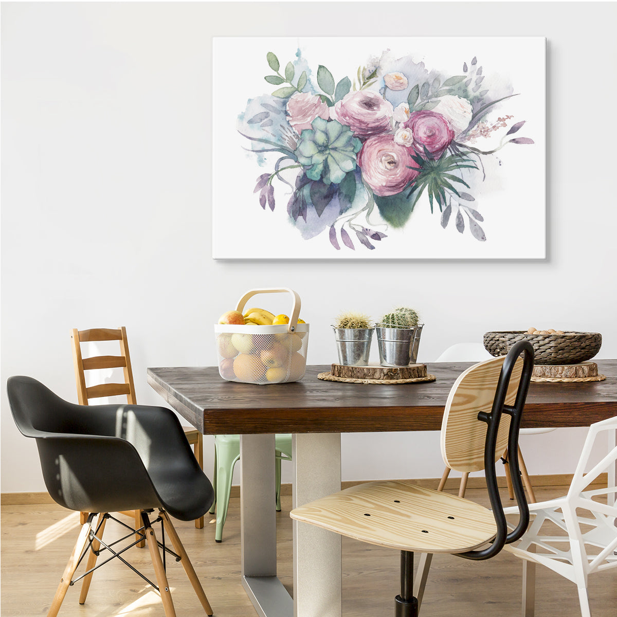 Pastellblomster malt med akvarell
