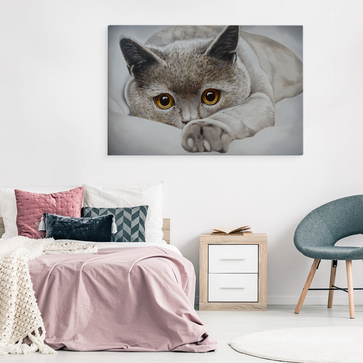 Grå katt som malt