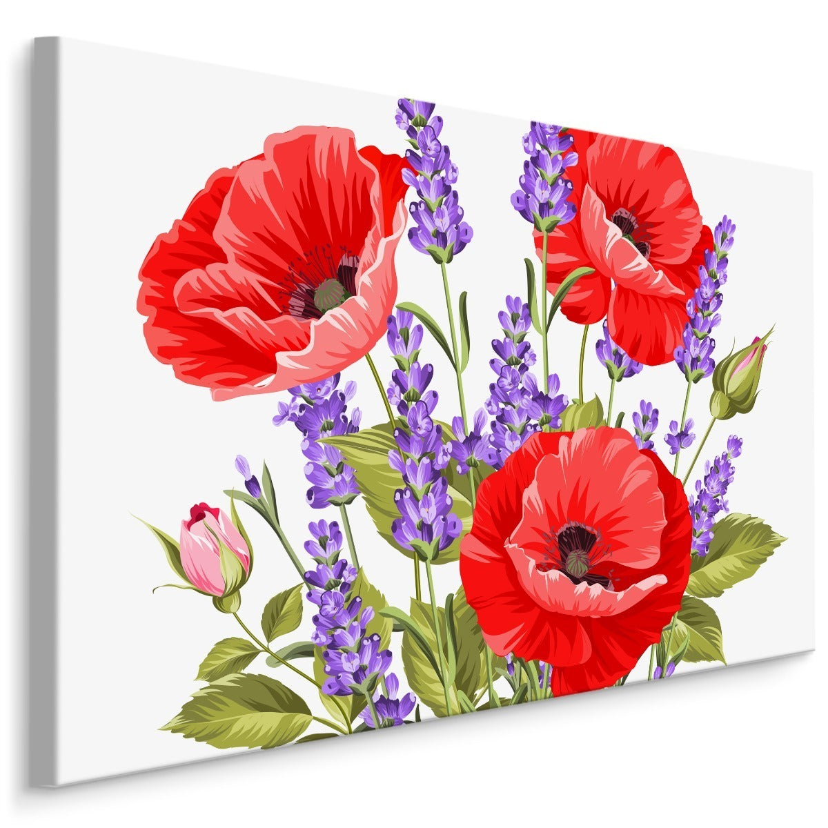 Bukett med valmuer og lavendel