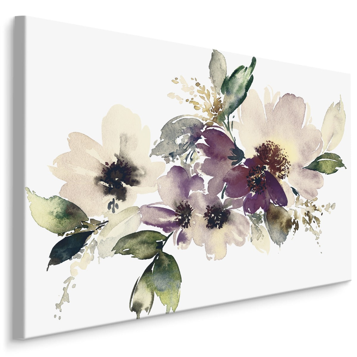 Blader og blomster malt i akvarell