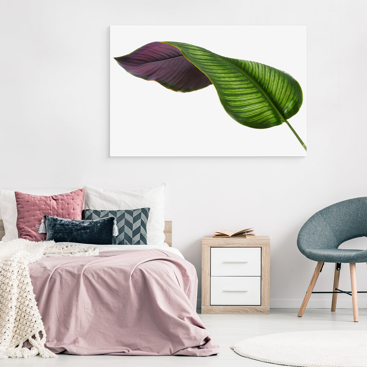 Calathea blad på en hvit bakgrunn