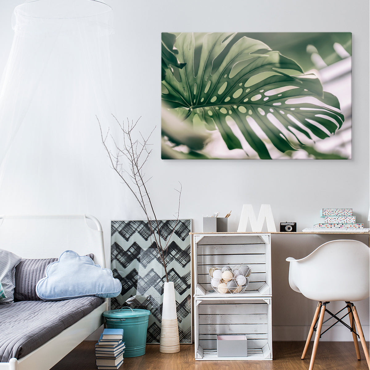 Monstera blad på nært hold