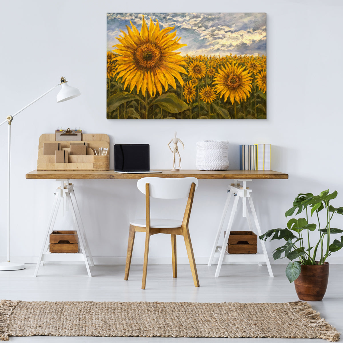 Solsikkefelt som malt 3d