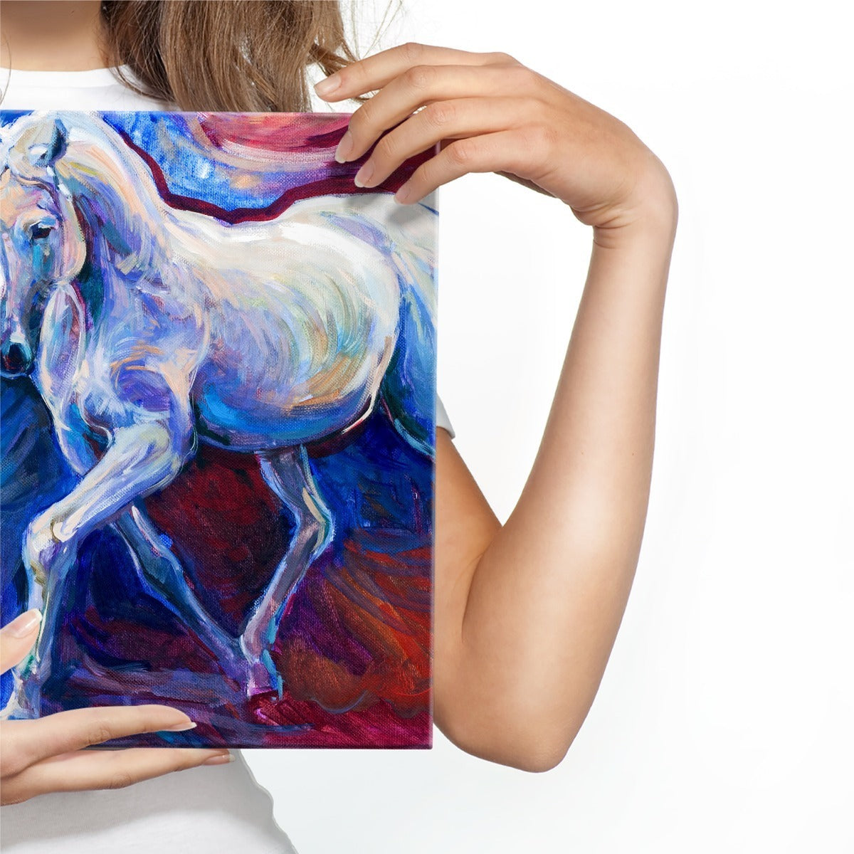 Hest på en abstrakt bakgrunn