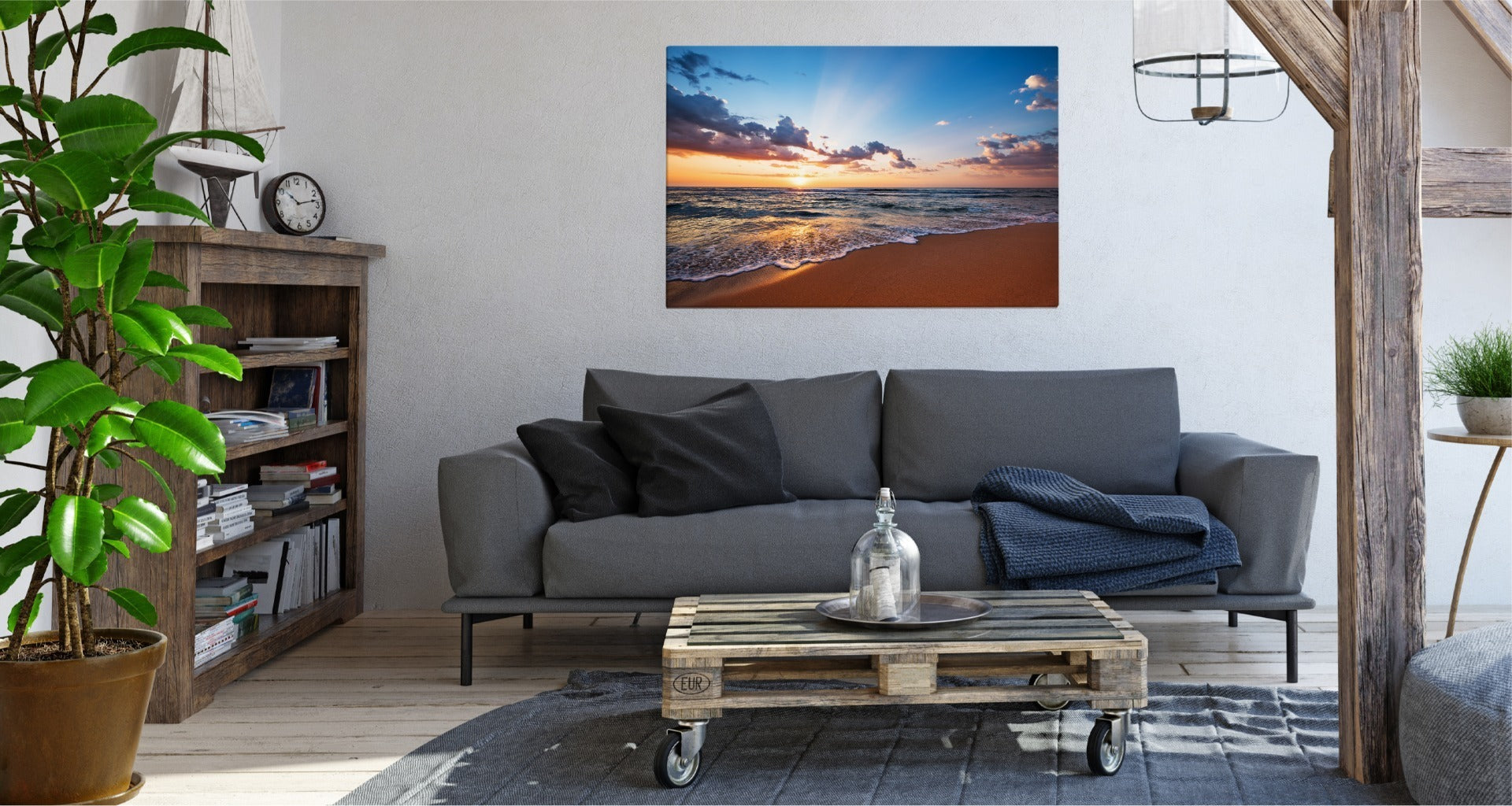 Soloppgang hav og strand