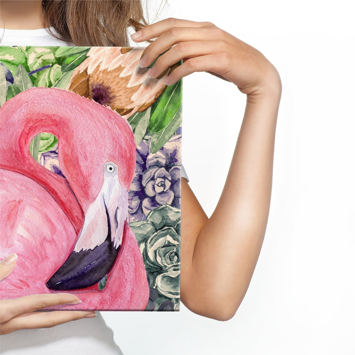 Flamingo og blomster