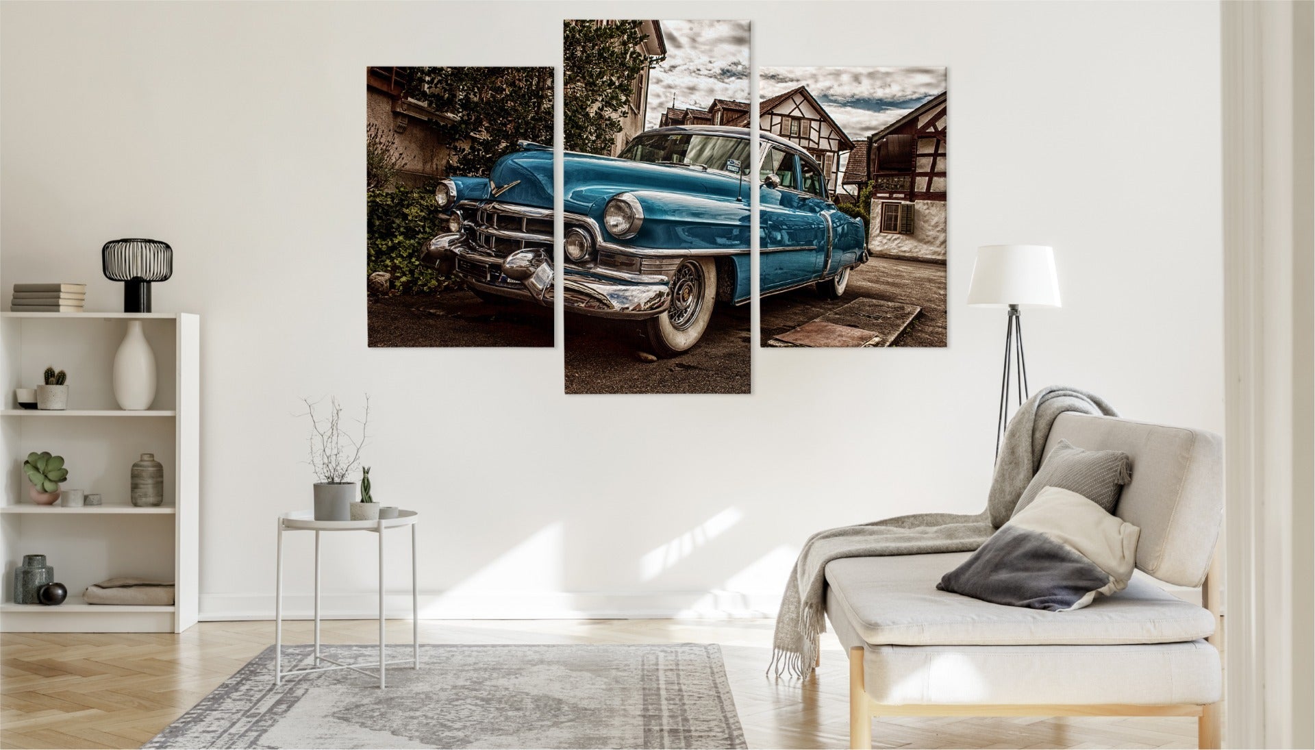 Flerdelt: Blå cadillac eldorado fra 1953