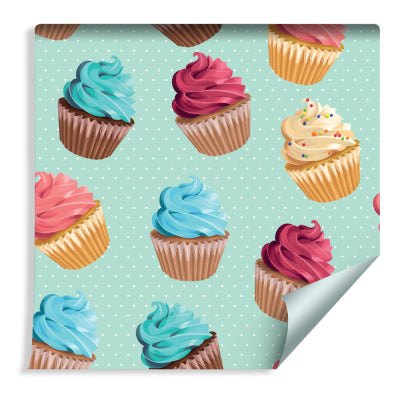 Retro - Fargerike Muffins På En Mint Tapet
