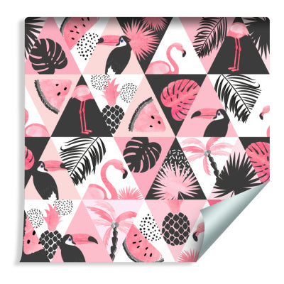 Moderne Mosaikk Med Eksotiske Fugler & Planter