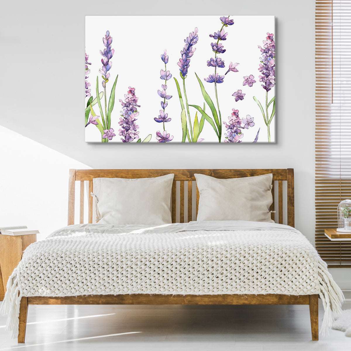 Akvarell lavendelblomster på hvit bakgrunn