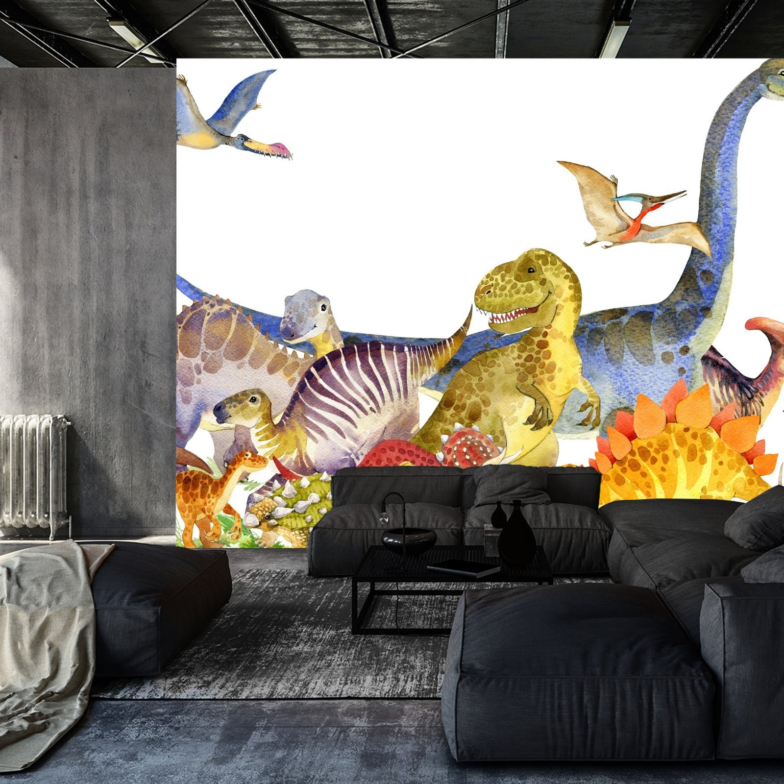 Fototapet Dinosaurer Malt Med Akvarell