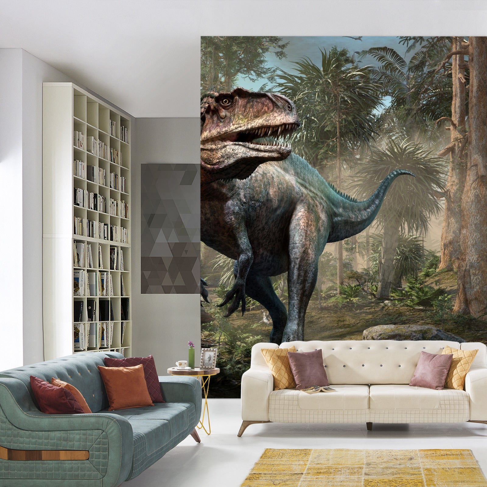 Fototapet Realistisk Dinosaur Og PalmetrÃ¦r