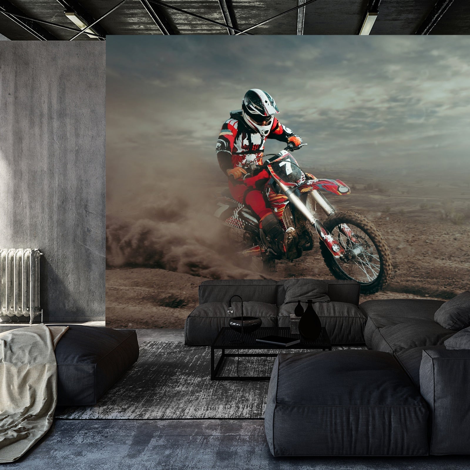 Fototapet Motocross-Rytter I Ørkenen